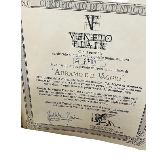 Veneto Flair Abramo e il Viaggio Limited Edition Plate Hand Painted by Franco La - Picture 10 of 11